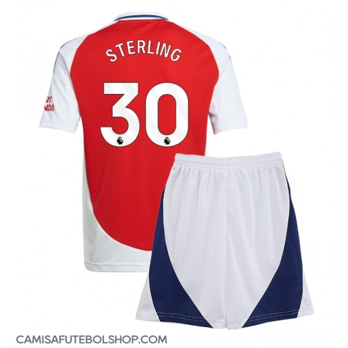 Camisa de time de futebol Arsenal Raheem Sterling #30 Replicas 1º Equipamento Infantil 2024-25 Manga Curta (+ Calças curtas)